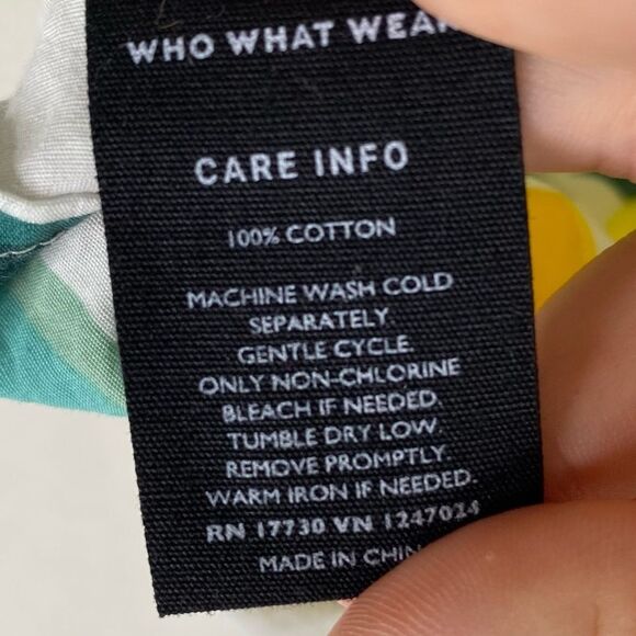 Who What Wear Top Women’s Yellow White Lemon Print Tie Front Off The Shoulder 0X - Picture 8 of 9